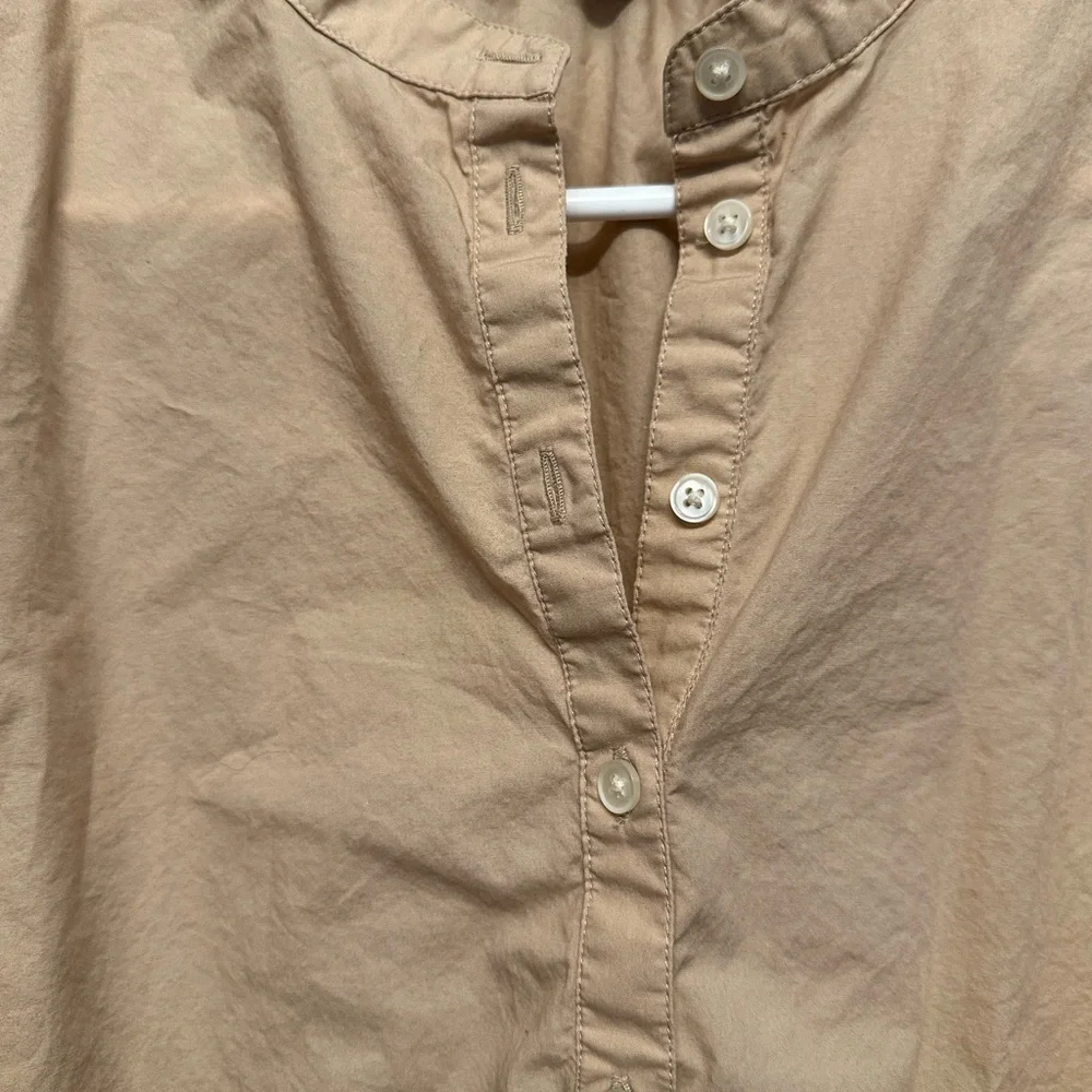 J. Crew Eco-Friendly Recycled Tan Blouse with Ruffle Details Size Medium